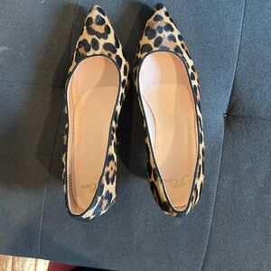 Gorgeous Jcrew Calf hair leopard kitten heels never worn. Size 8.